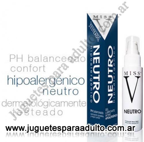 Aceites y lubricantes, Lubricantes miss v, Gel lubricante neutro hipoalergénico 50 ml